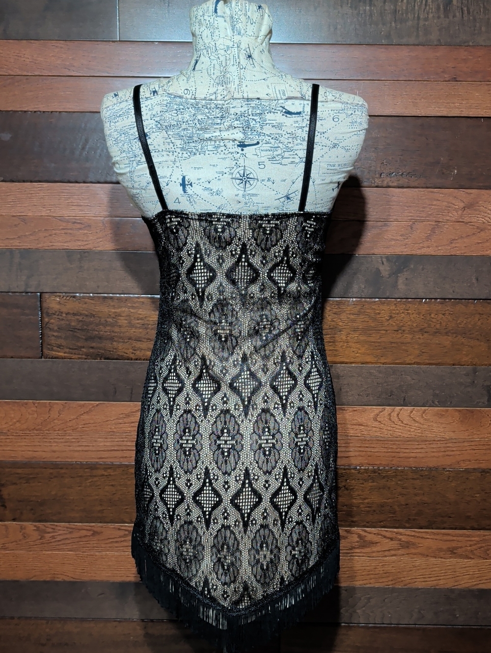 Y2K Chesley Black Lace Slip with Nude Underlay - Picture 8 of 10